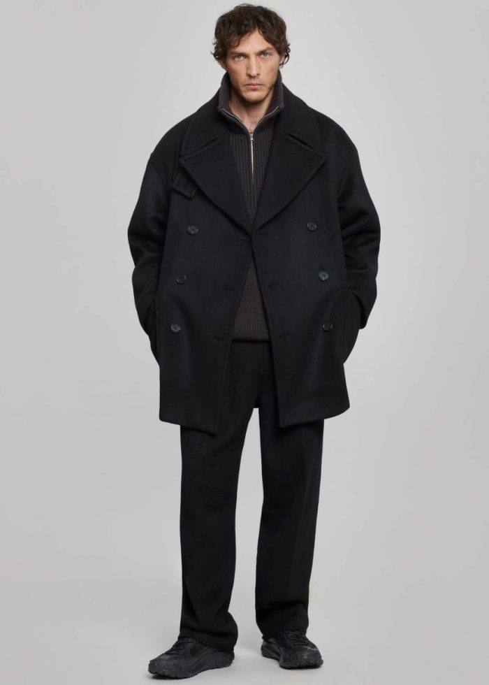 Men Black Cooper Wool Peacoat - Black Outerwear The Frankie Shop