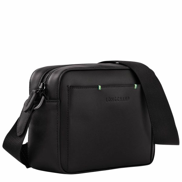 Men Black Leather Bags Longchamp Sur Seine Camera Bag Black - Leather