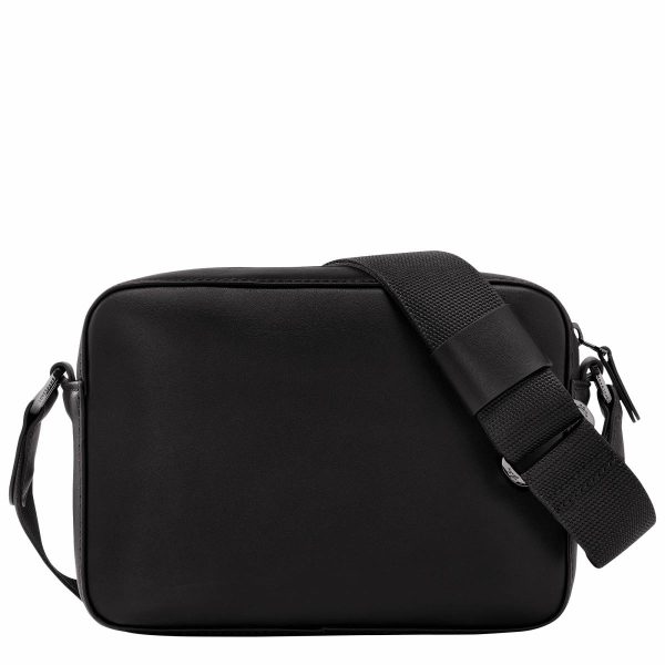 Men Black Leather Bags Longchamp Sur Seine Camera Bag Black - Leather