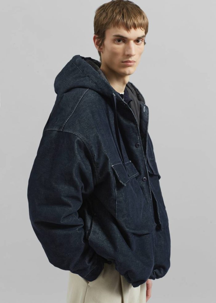 Men Blue Donovan Padded Denim Jacket  - Dark Wash Outerwear The Frankie Shop