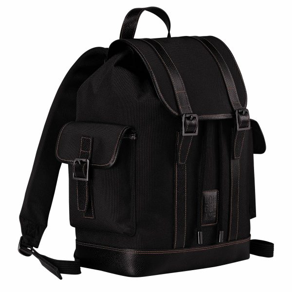 Men Longchamp Backpacks Boxford Backpack Black - Recycled Canvas Black