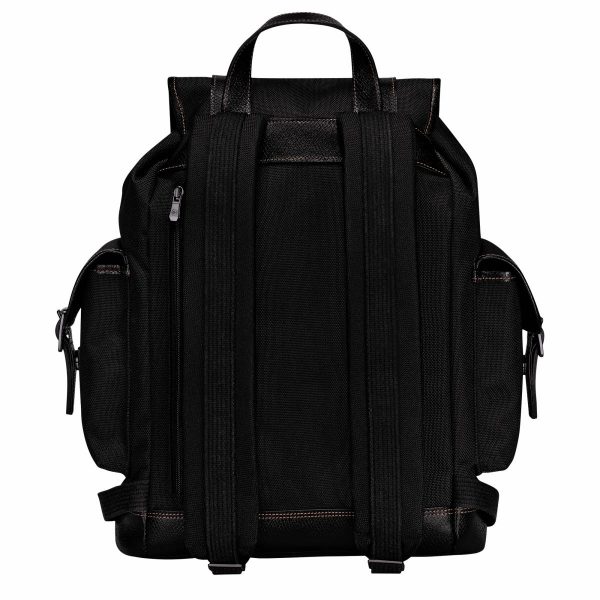 Men Longchamp Backpacks Boxford Backpack Black - Recycled Canvas Black