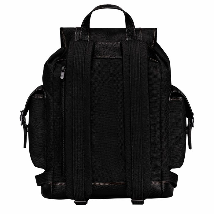 Men Longchamp Backpacks Boxford Backpack Black - Recycled Canvas Black