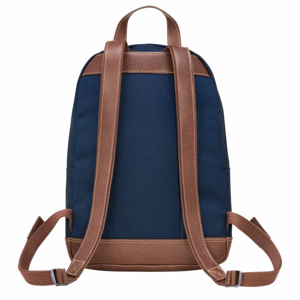 Men Longchamp Blue Backpacks Boxford Backpack Blue - Recycled Canvas