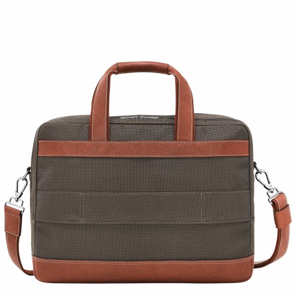 Men Longchamp Briefcase Brown Boxford L Briefcase Brown - Recycled Canvas