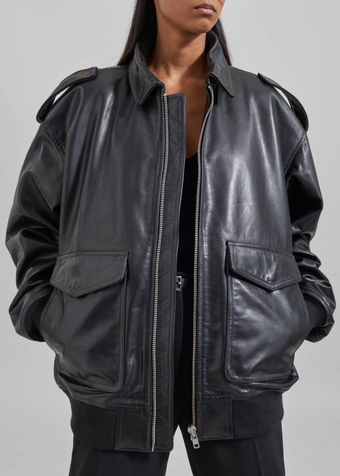 Men Outerwear Viper Leather Jacket - Black The Frankie Shop Black