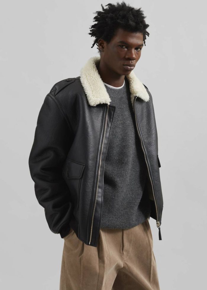 Men Richter Shearling Jacket - Black Black The Frankie Shop Outerwear