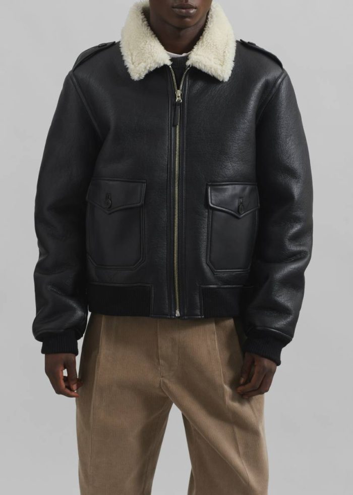 Men Richter Shearling Jacket - Black Black The Frankie Shop Outerwear