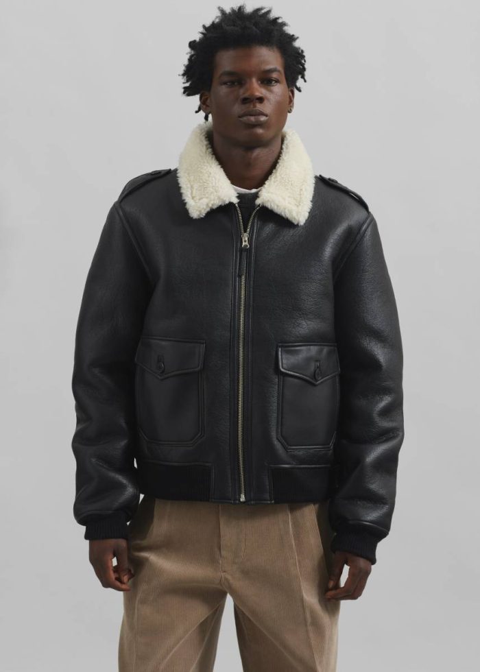Men Richter Shearling Jacket - Black Black The Frankie Shop Outerwear