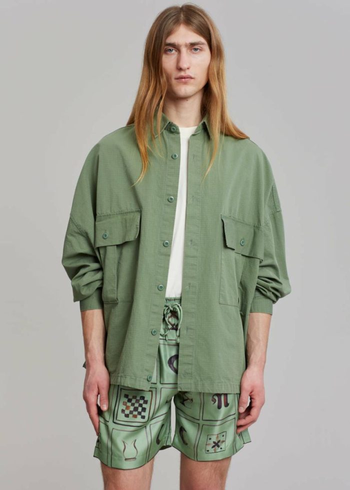 Men Seb Cargo Shirt - Army Green Tops The Frankie Shop Green