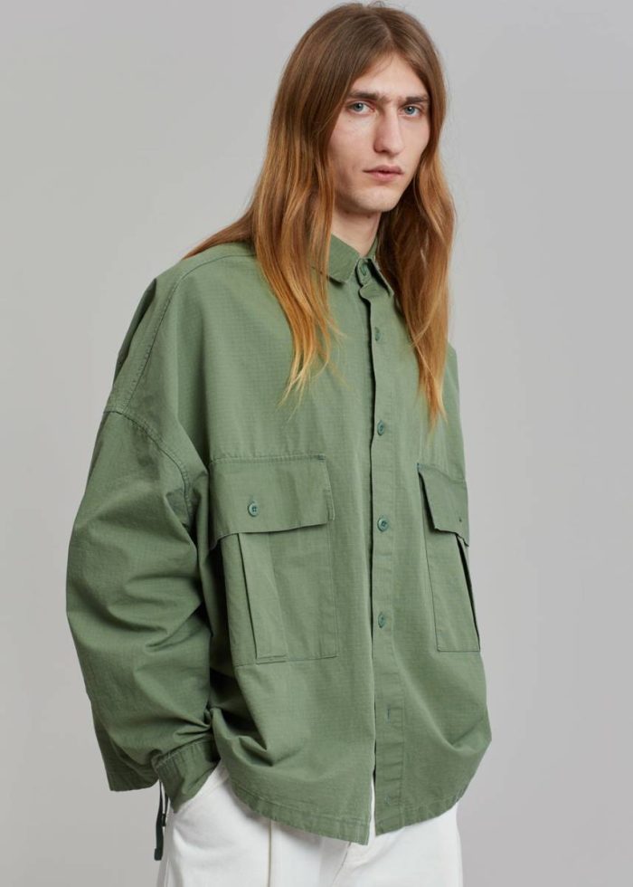 Men Seb Cargo Shirt - Army Green Tops The Frankie Shop Green