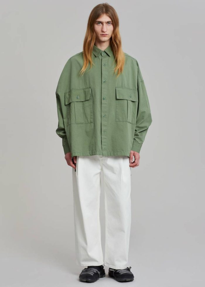 Men Seb Cargo Shirt - Army Green Tops The Frankie Shop Green