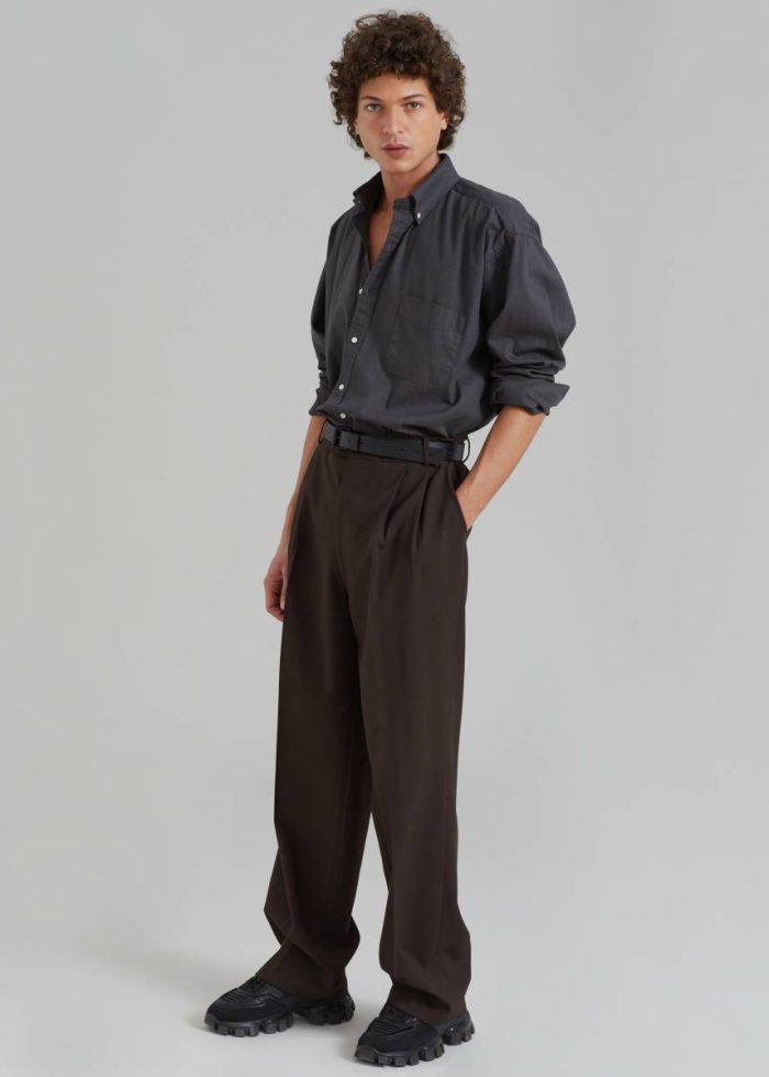 Men Sinclair Shirt - Charcoal Grey Tops The Frankie Shop