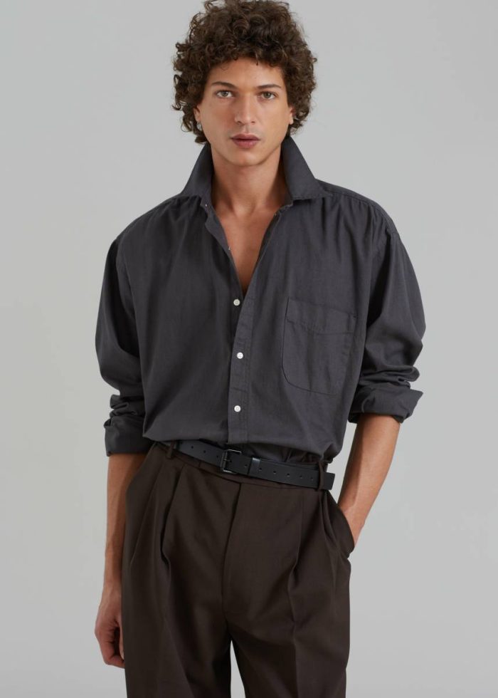 Men Sinclair Shirt - Charcoal Grey Tops The Frankie Shop