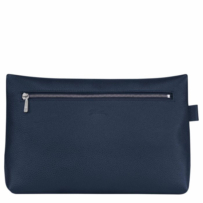 Navy Longchamp Le Foulonné Toiletry Case Navy - Leather Toiletry Bags Women