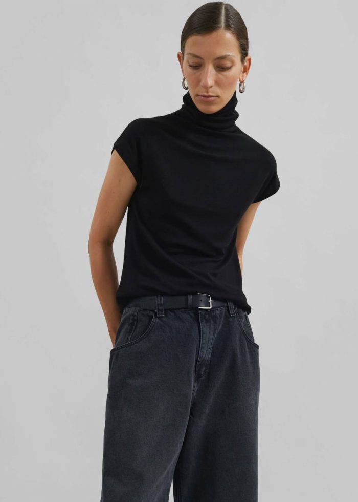 Nile Turtleneck Top - Black The Frankie Shop Women Tops Black