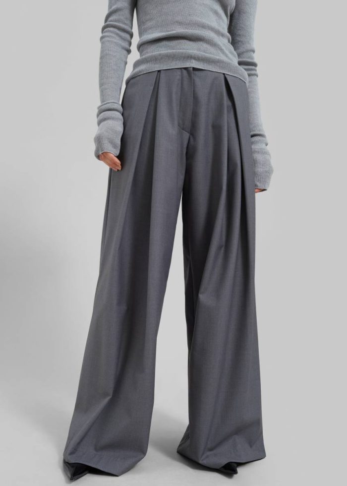 Noor Wide Pants - Grey The Frankie Shop Bottoms Grey Women