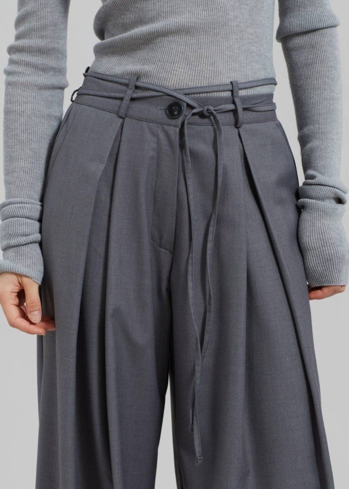 Noor Wide Pants - Grey The Frankie Shop Bottoms Grey Women