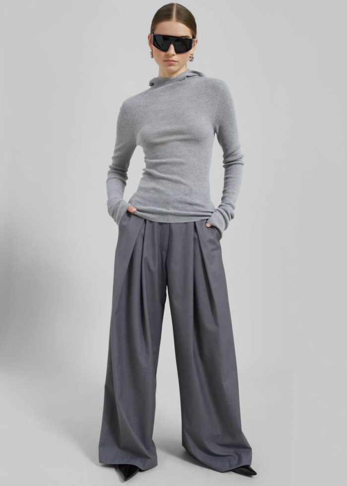 Noor Wide Pants - Grey The Frankie Shop Bottoms Grey Women