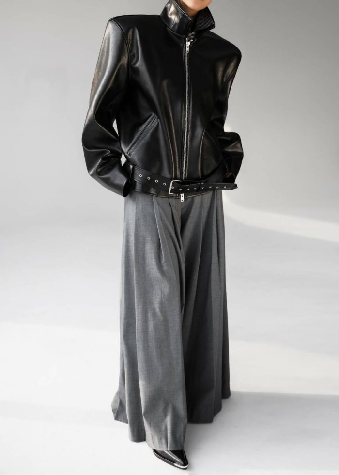 Norbury Faux Leather Jacket - Black Outerwear The Frankie Shop Black Women