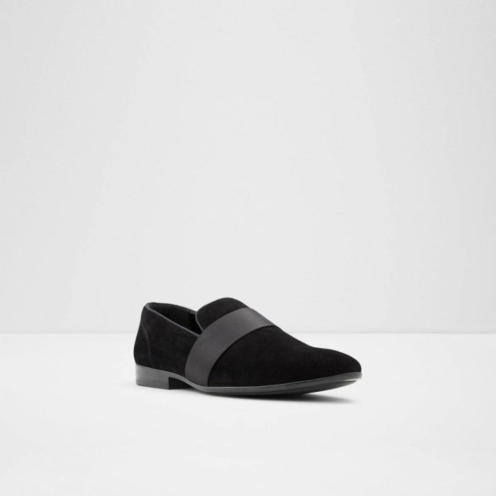 Open Black Leather Suede Loafers & Slip-Ons Asaria Open Black Leather Suede Men's Loafers & Slip-Ons Aldo Men