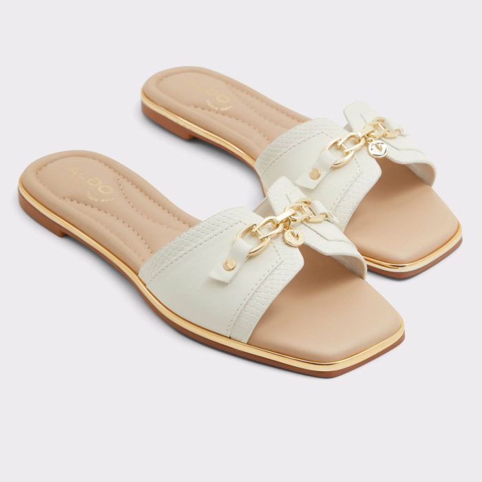 Open White Aldo Alamassi Open White Women's Flat Sandals Women Sandals