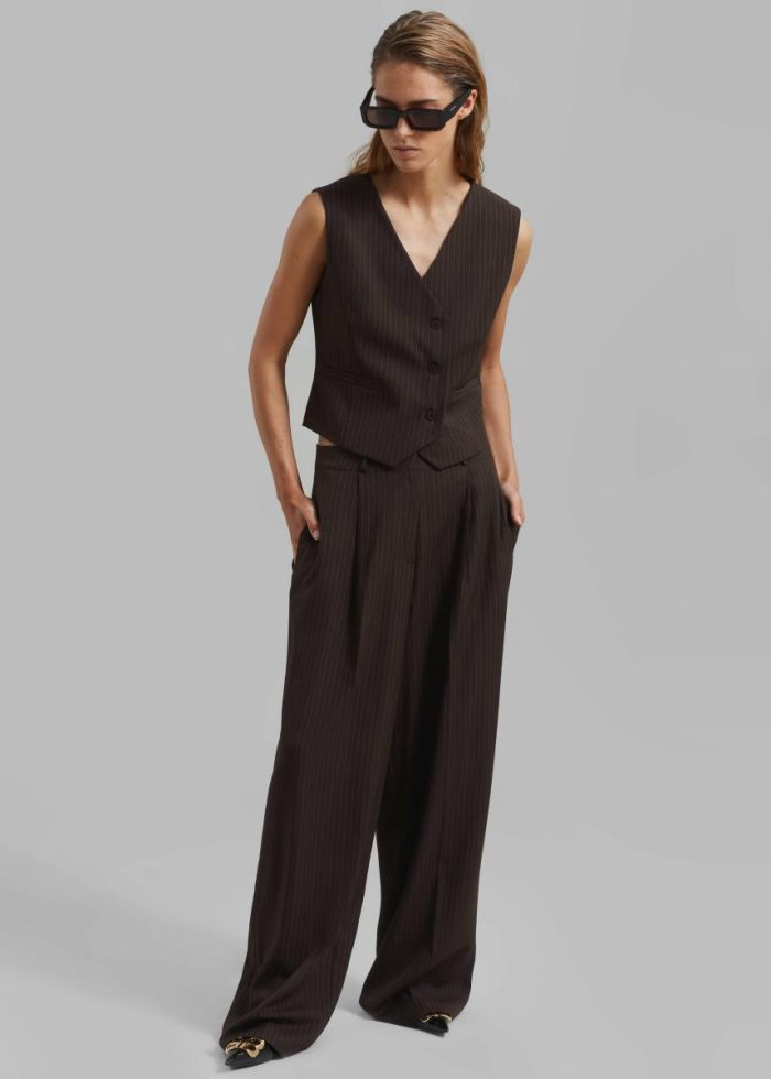 Outerwear Brown The Frankie Shop Ivey Vest - Brown/White Pinstripe Women
