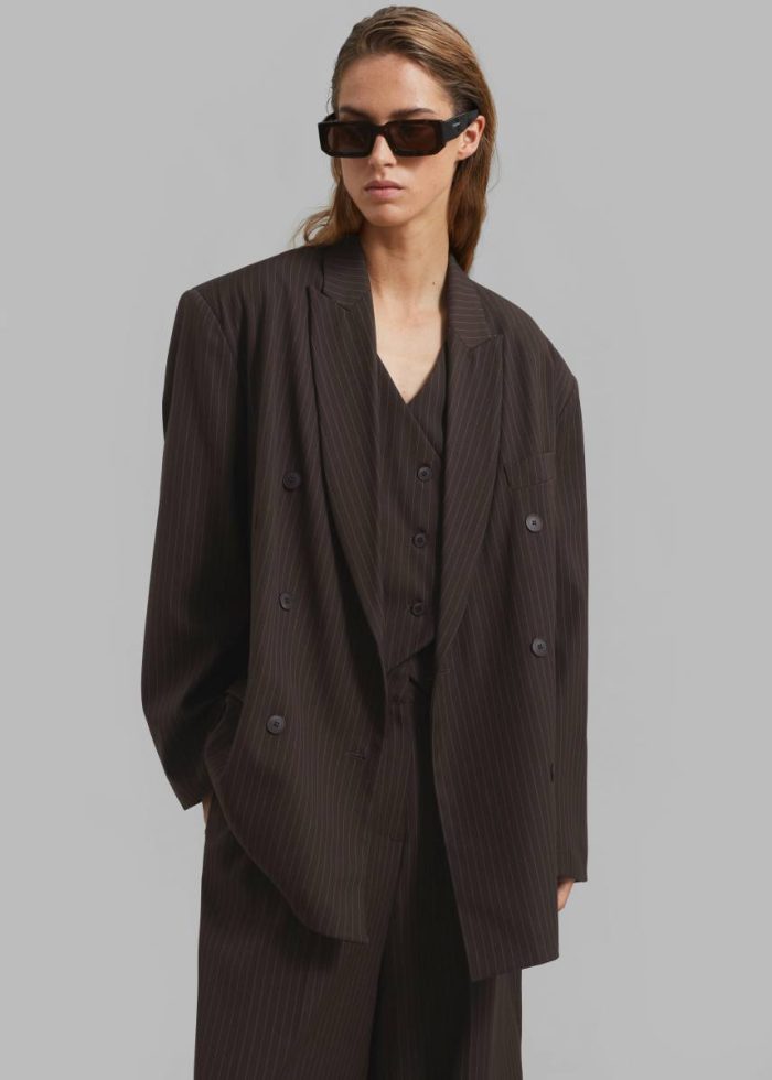 Outerwear Brown The Frankie Shop Ivey Vest - Brown/White Pinstripe Women