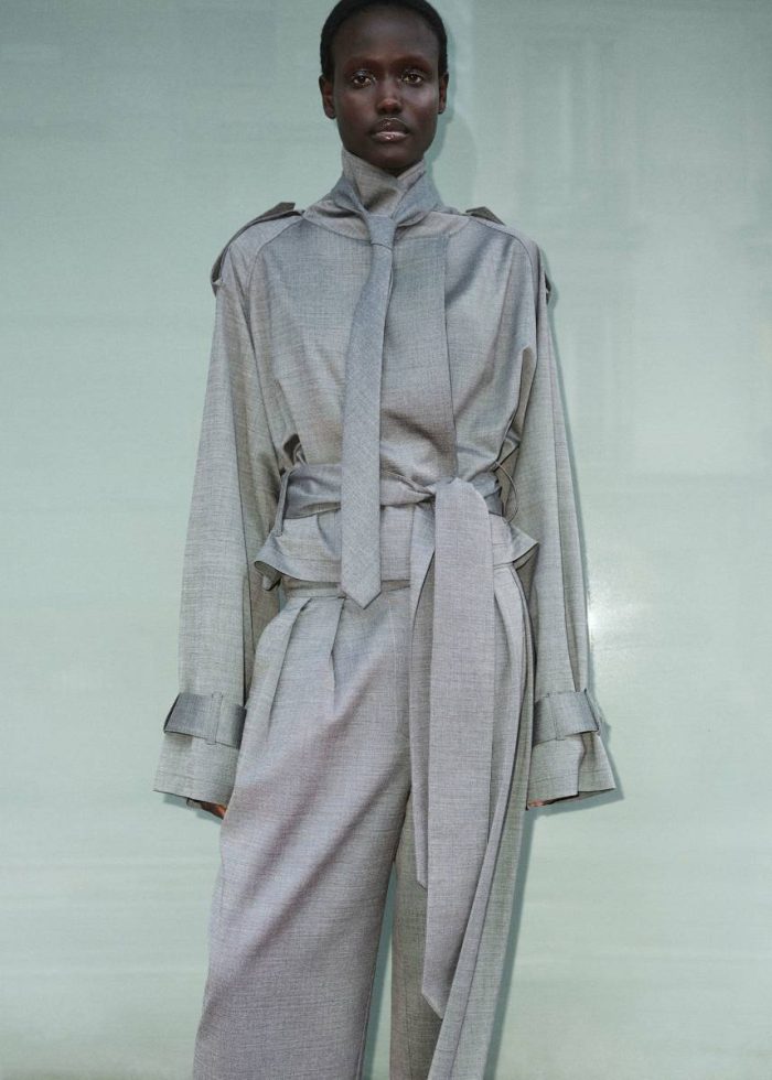 Outerwear Grey The Frankie Shop Simona Short Trench - Grey Melange Women