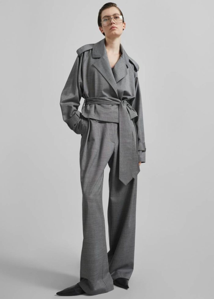 Outerwear Grey The Frankie Shop Simona Short Trench - Grey Melange Women