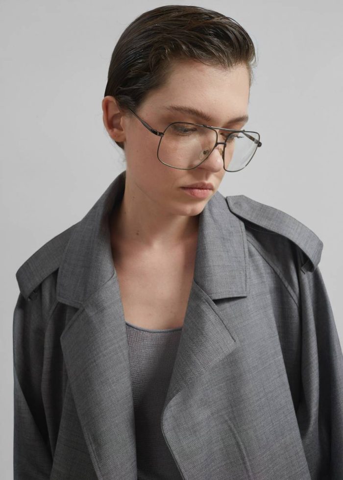 Outerwear Grey The Frankie Shop Simona Short Trench - Grey Melange Women