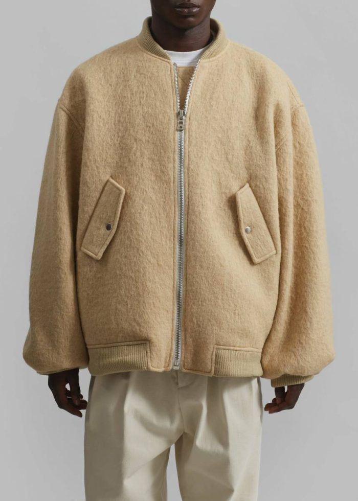 Outerwear Men The Frankie Shop Astra Wool Bomber Jacket - Pale Yellow Yellow