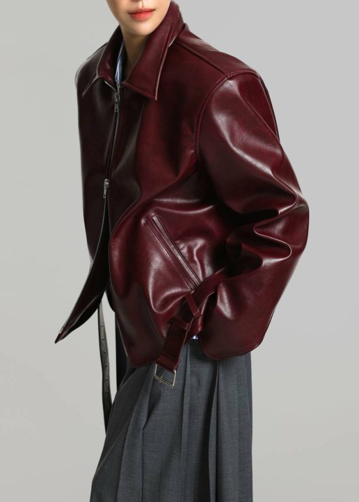 Outerwear Red Women Norbury Faux Leather Jacket - Burgundy The Frankie Shop