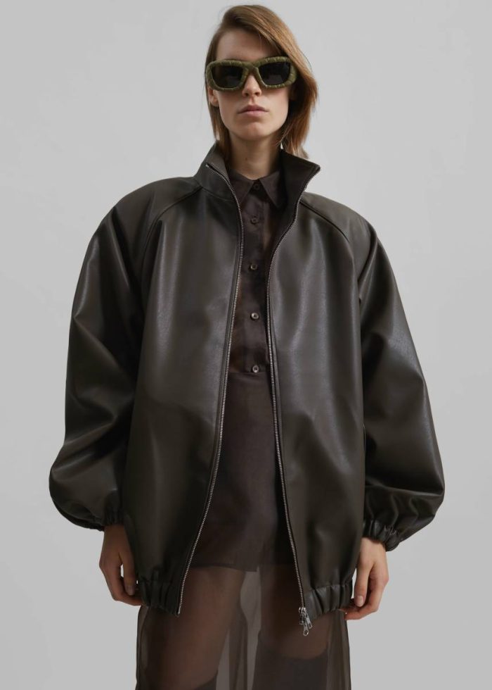 Outerwear Senta Faux Leather Bomber - Khaki Brown Brown Women The Frankie Shop