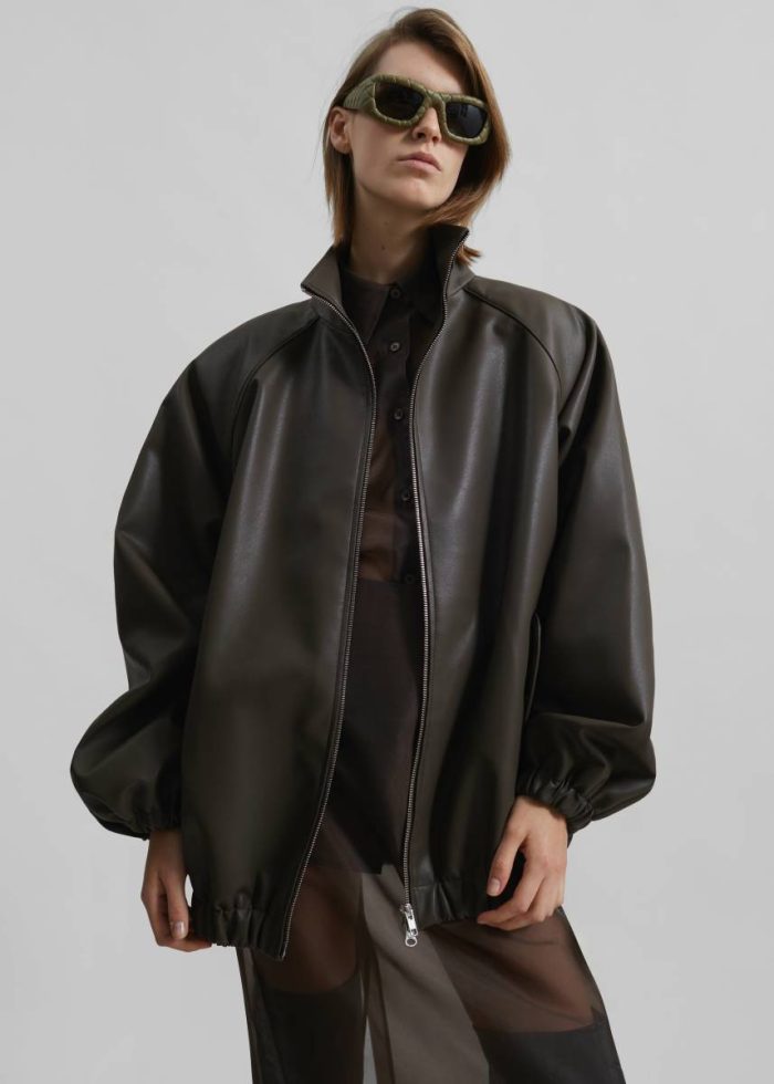 Outerwear Senta Faux Leather Bomber - Khaki Brown Brown Women The Frankie Shop