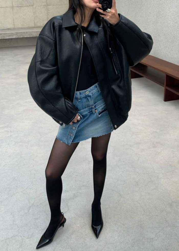 Outerwear The Frankie Shop Enora Faux Leather Jacket - Black Black Women