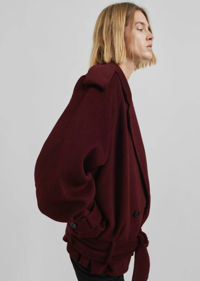 Outerwear The Frankie Shop Red Women Elys Short Wool Trench - Burgundy