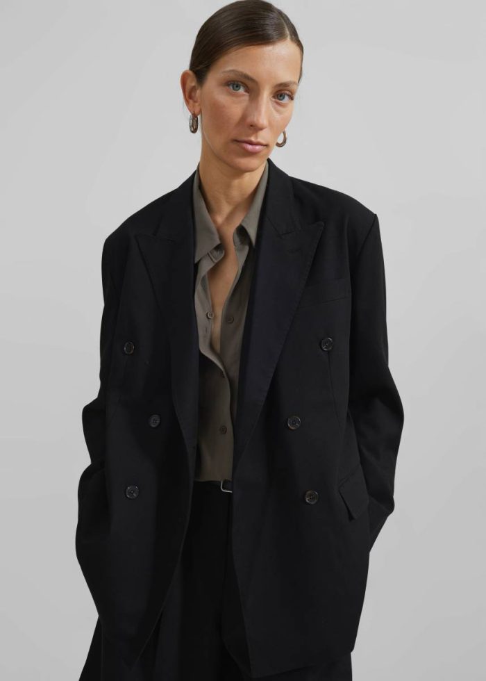 Outerwear The Frankie Shop Sava Double Breasted Blazer - Black Black Women
