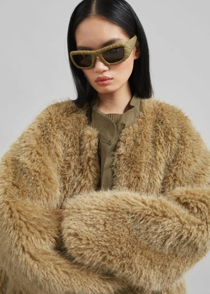 Outerwear Winford Reversible Fur Coat - Khaki The Frankie Shop Women Green