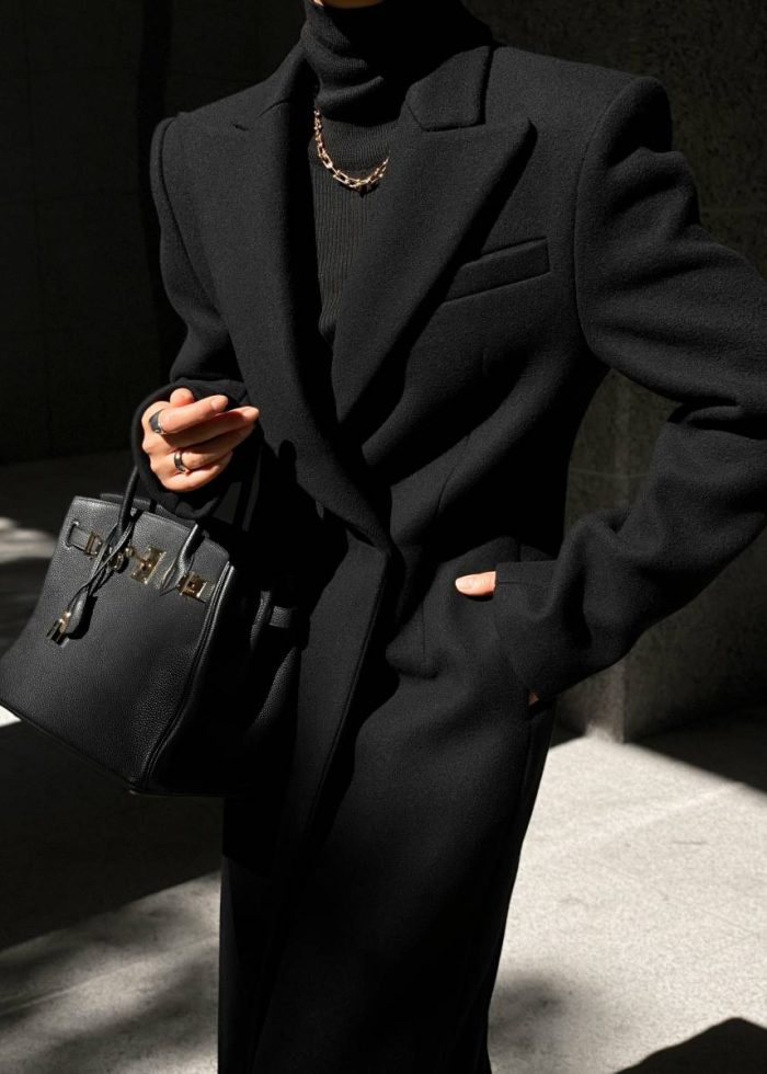 Outerwear Women The Frankie Shop Black Melva Long Coat - Black