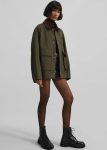 Outerwear Women The Frankie Shop Norven Contrast Collar Utility Jacket - Khaki Green