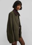 Outerwear Women The Frankie Shop Norven Contrast Collar Utility Jacket - Khaki Green