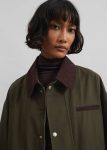 Outerwear Women The Frankie Shop Norven Contrast Collar Utility Jacket - Khaki Green