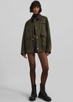 Outerwear Women The Frankie Shop Norven Contrast Collar Utility Jacket - Khaki Green