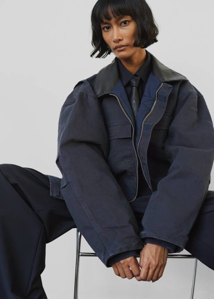 Pelso Barn Jacket - Navy Women Blue Outerwear The Frankie Shop