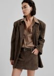 Peoria Faux Suede Mini Skirt - Brown Women The Frankie Shop Bottoms Brown