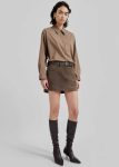 Peoria Faux Suede Mini Skirt - Brown Women The Frankie Shop Bottoms Brown