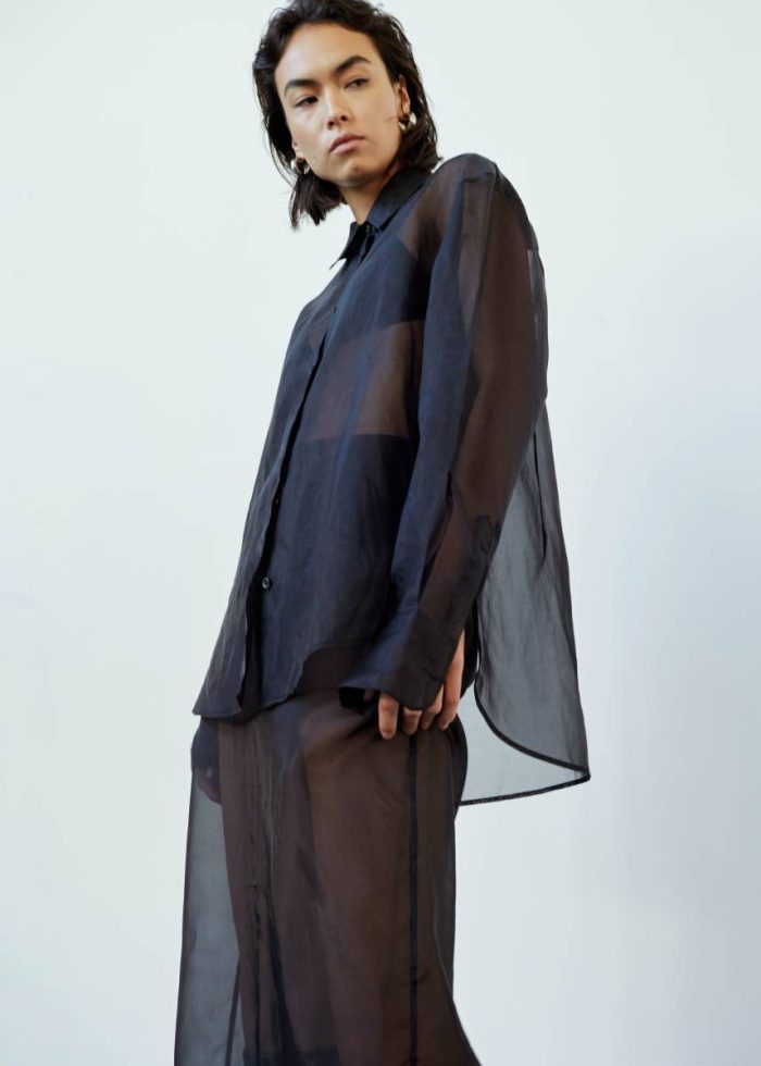 Peri Sheer Shirt - Black The Frankie Shop Black Tops Women