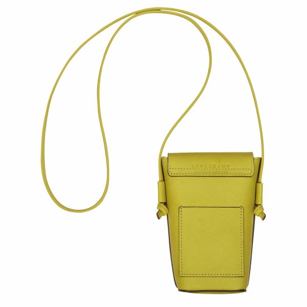 Phone Cases Women Longchamp Épure Phone Case With Leather Lace Kiwi Green - Leather Kiwi Green