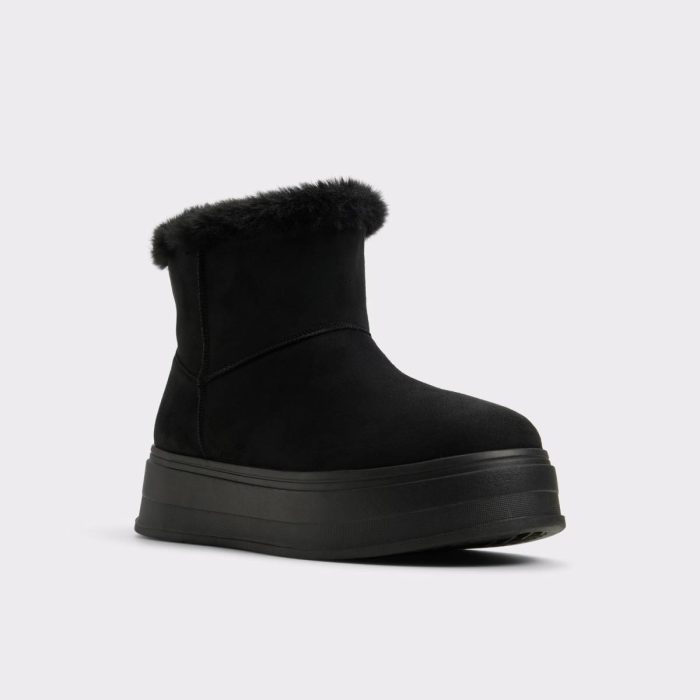 Plushy Black Women's Cold Weather Shoes Aldo Black Boots Women